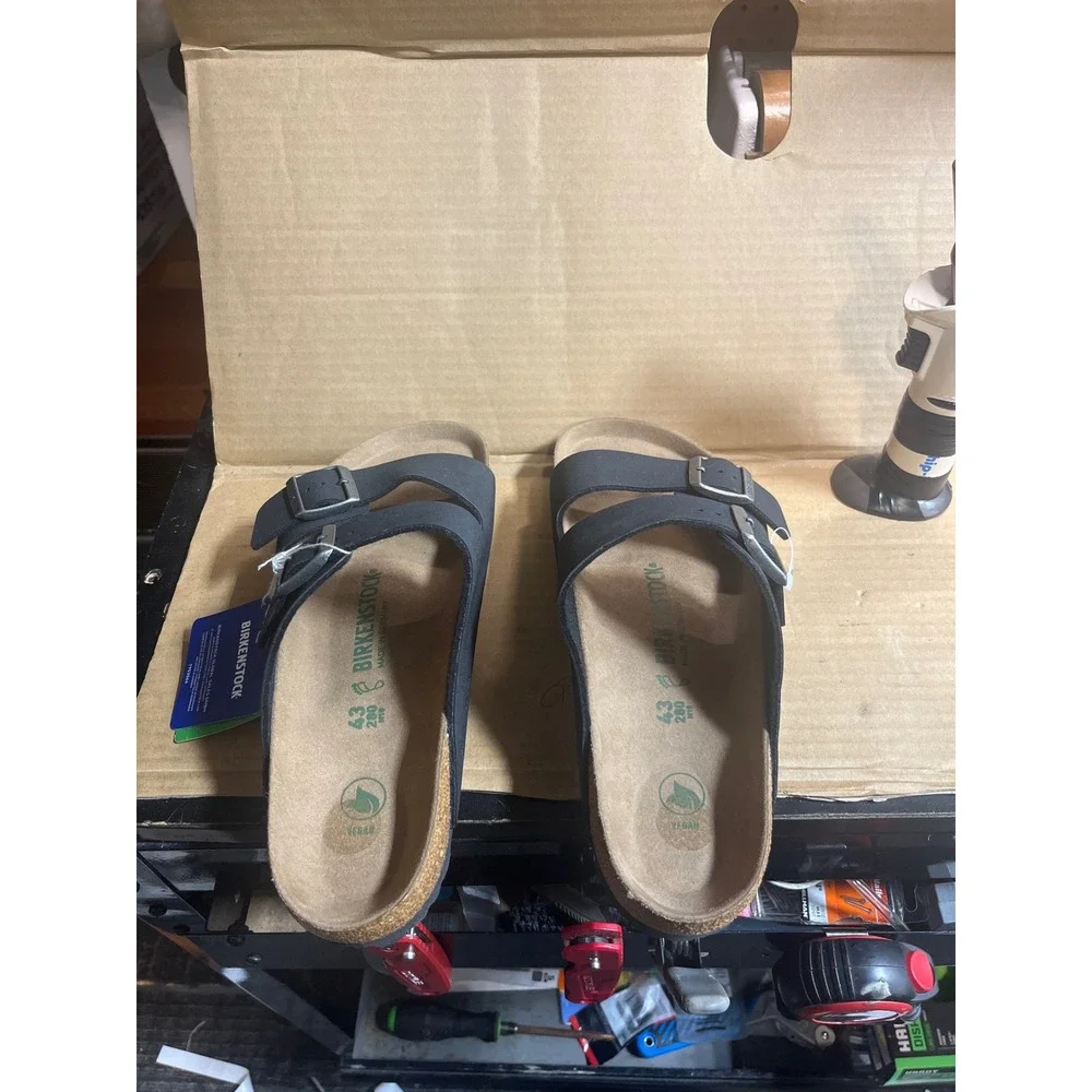 Birkenstock Arizona Vegan Men 43 280 M10 Black NWT Sandals Regular Width